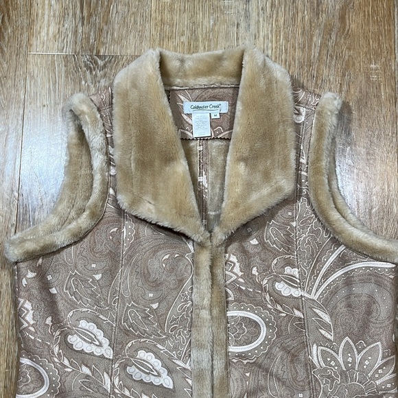Coldwater Creek EUC Faux Fur & Suede Sleeveless Vest Tan Cream Women's Medium M - Picture 2 of 12